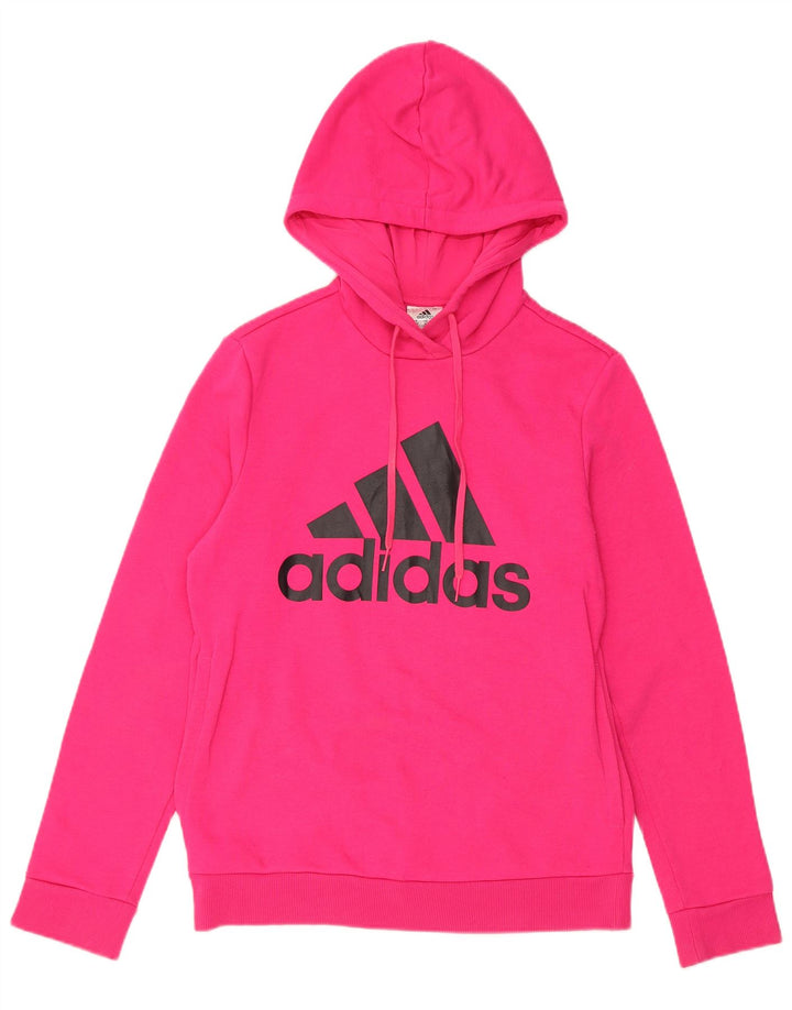 Damski sweter z kapturem ADIDAS z grafiką, UK 8/10, mały, różowy, bawełniany