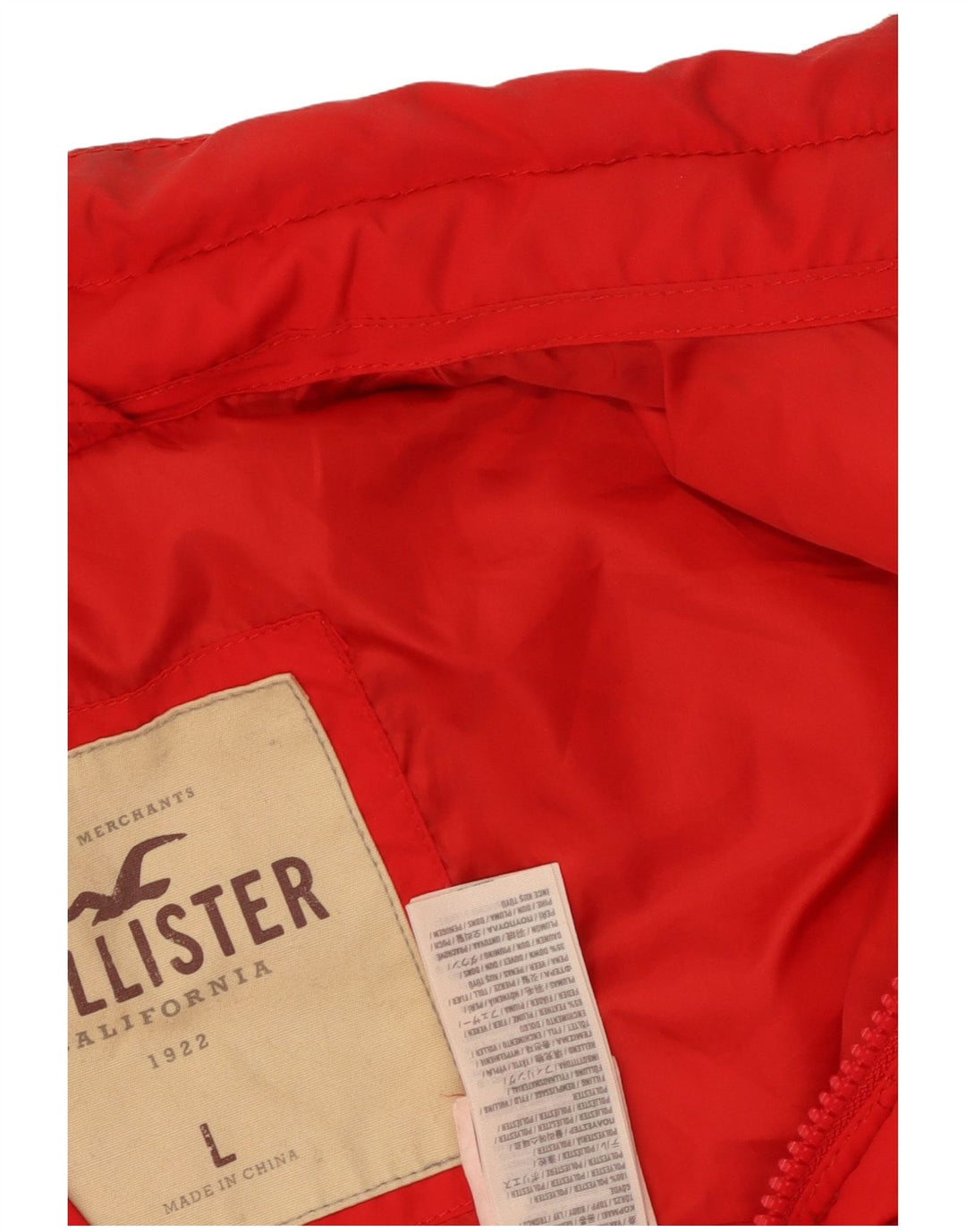 Męska wyściełana kamizelka Hollister UK 40, duża, czerwona, poliester