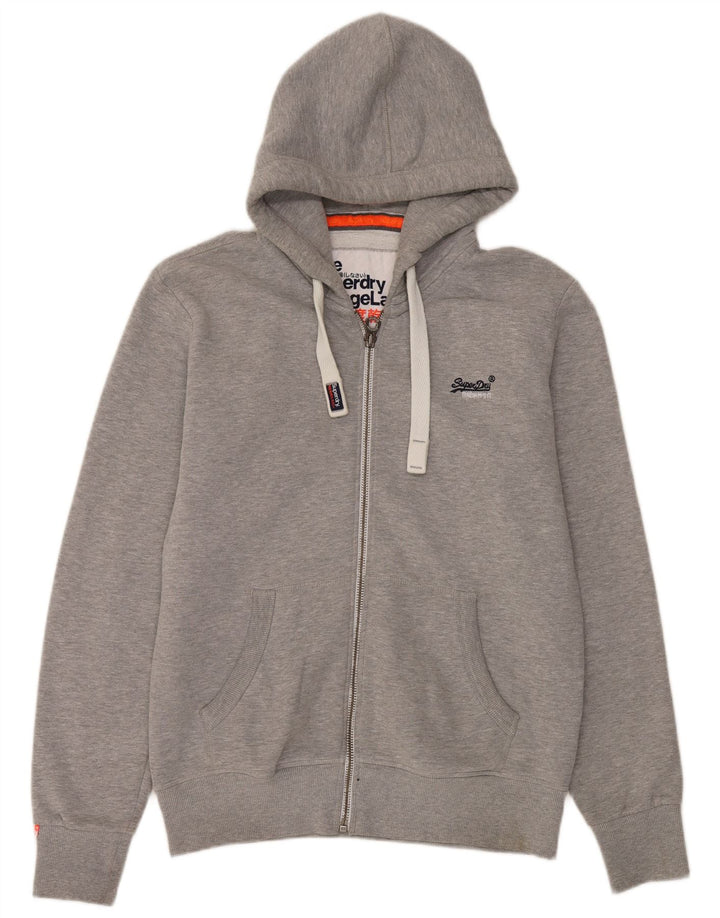 Męski sweter z kapturem i zamkiem Superdry, duży, szary, bawełniany w cętki