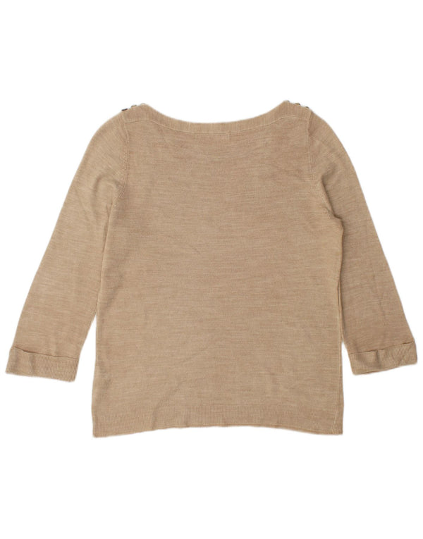 Marks & Spencer Damski sweter z dekoltem w łódkę, UK 12, średni beż
