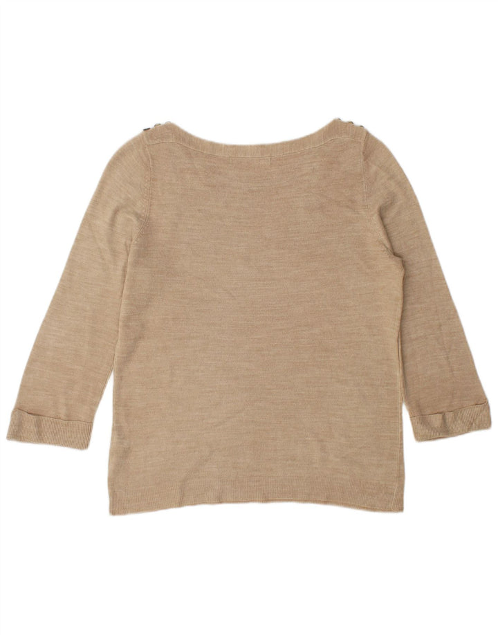 Marks & Spencer Damski sweter z dekoltem w łódkę, UK 12, średni beż