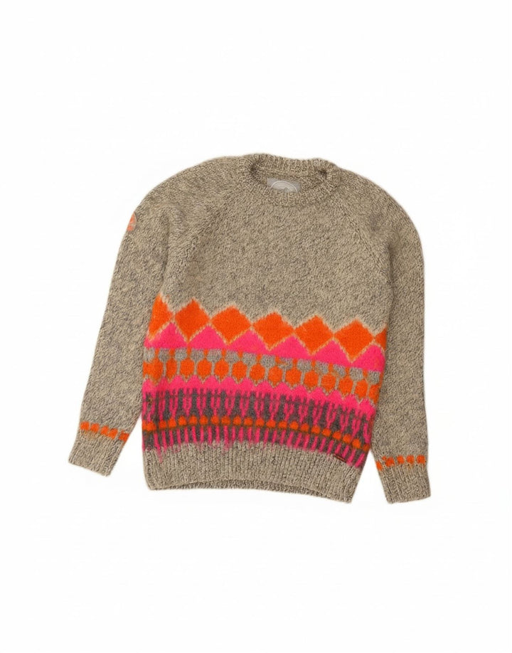 Damski sweter Superdry z okrągłym dekoltem UK 14 Średni szary Fair Isle