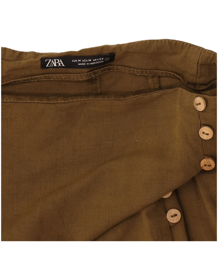 Damska spódnica midi z wysokim stanem Zara, średnia W28 khaki