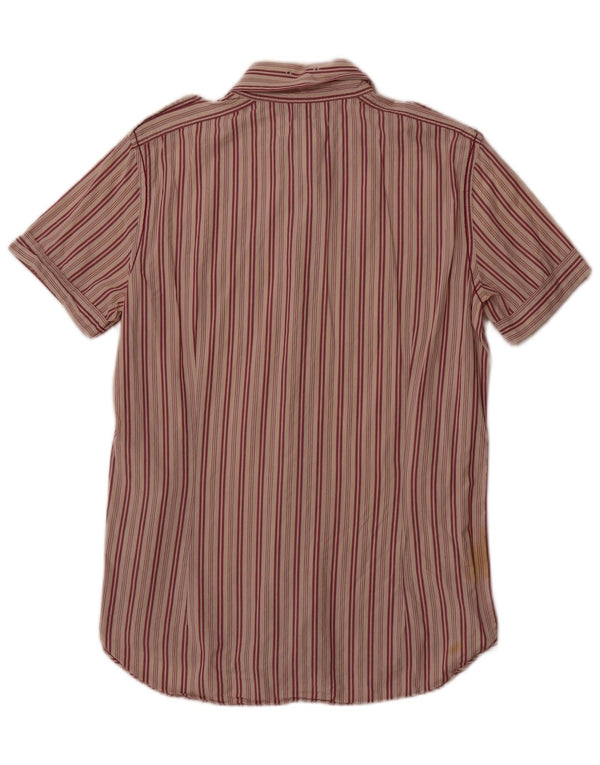 Koszula męska Diesel z krótkim rękawem, bawełniana w średnie czerwone paski