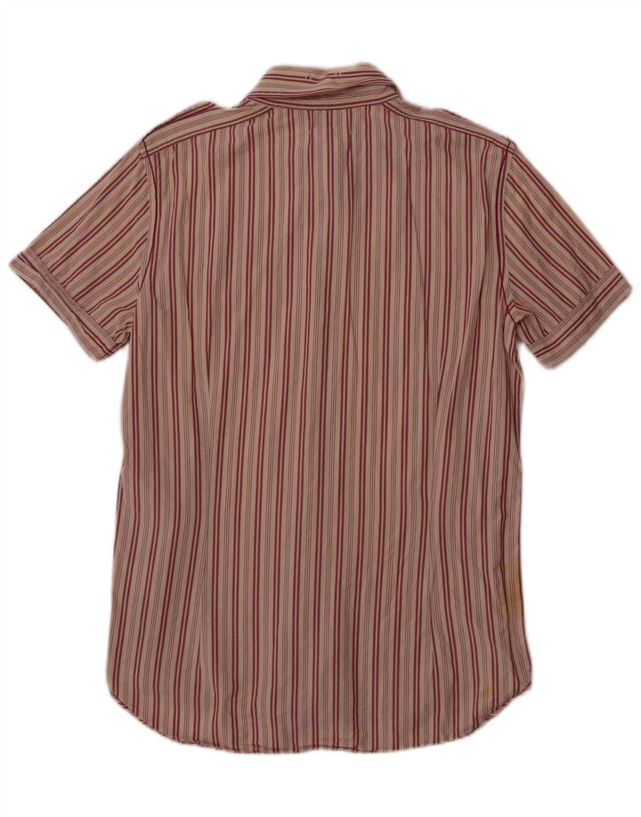 Koszula męska Diesel z krótkim rękawem, bawełniana w średnie czerwone paski