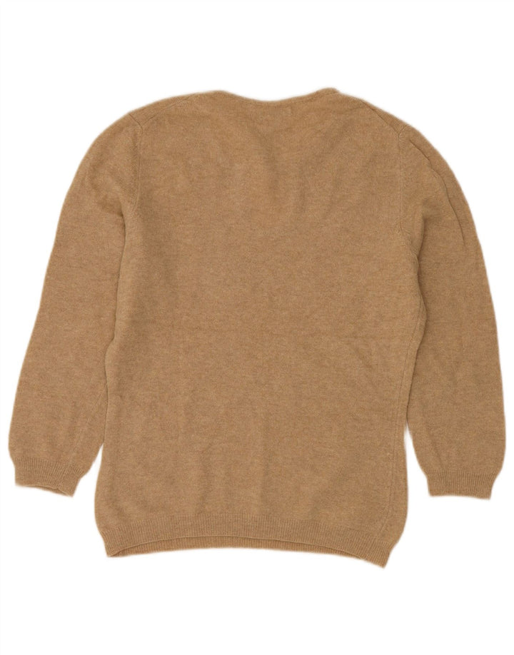 BENETTON Damski sweter z dekoltem w łódkę UK 12 Średni Beżowy Nowa Wełna