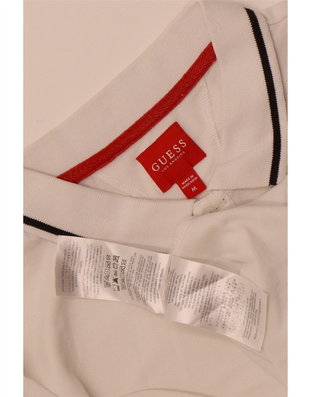 Męska koszulka polo Guess, średnia, biała, bawełniana