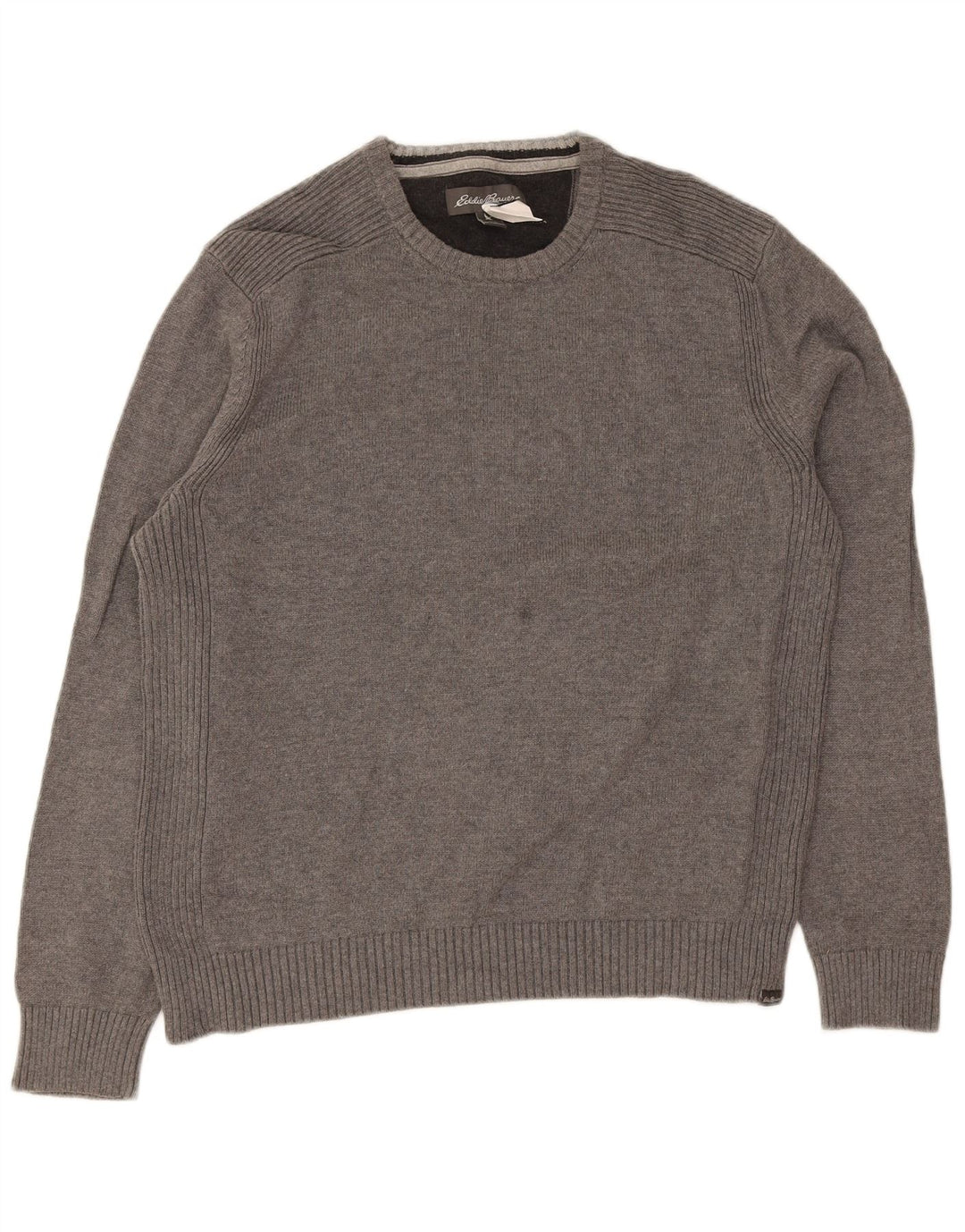 Męski sweter z okrągłym dekoltem Eddie Bauer, duży, szary, bawełniany