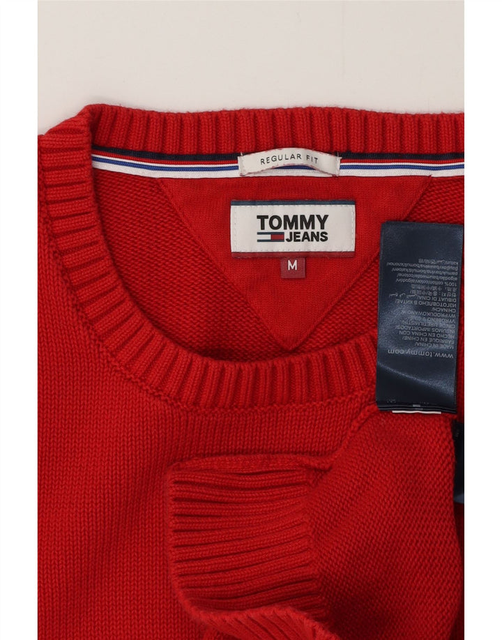 TOMMY HILFIGER Męski sweter z okrągłym dekoltem o regularnym kroju, w kolorze średniej czerwieni, wykonany z bawełny