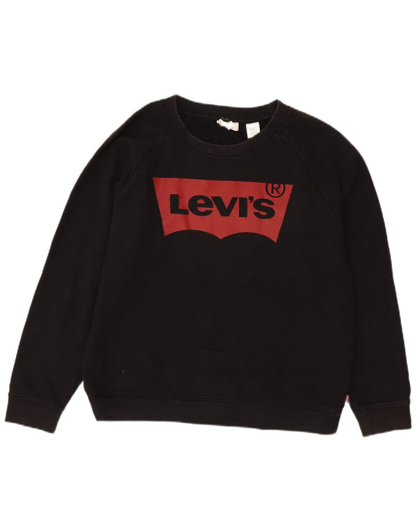 Damski sweter Levi's z grafiką, UK 16, duży, czarny, bawełniany