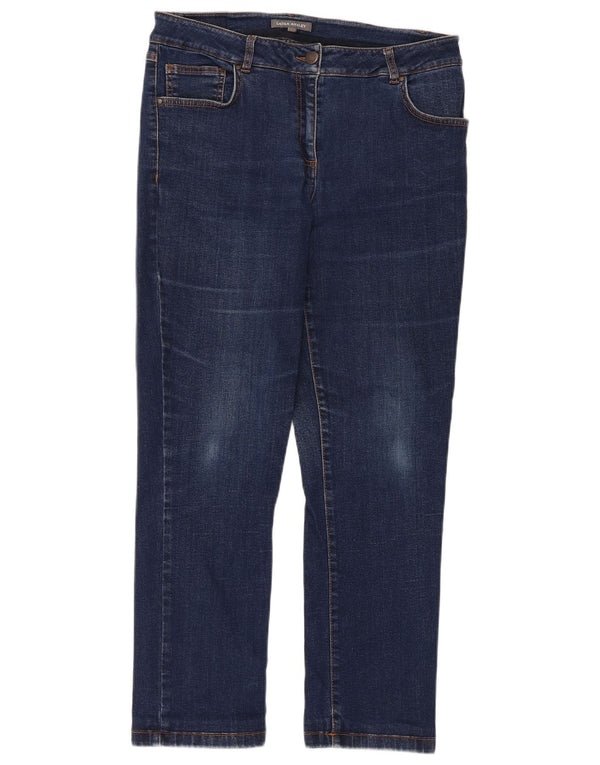 Damskie jeansy przycięte Laura Ashley UK 14 Large W32 L26 Granatowa bawełna