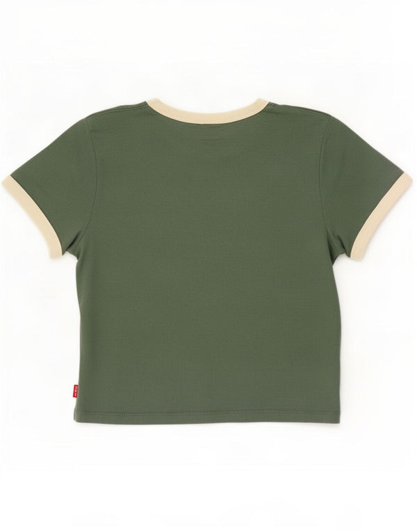 Damska koszulka Levi's Crop Graphic Top UK 12 Średnia zielona bawełna
