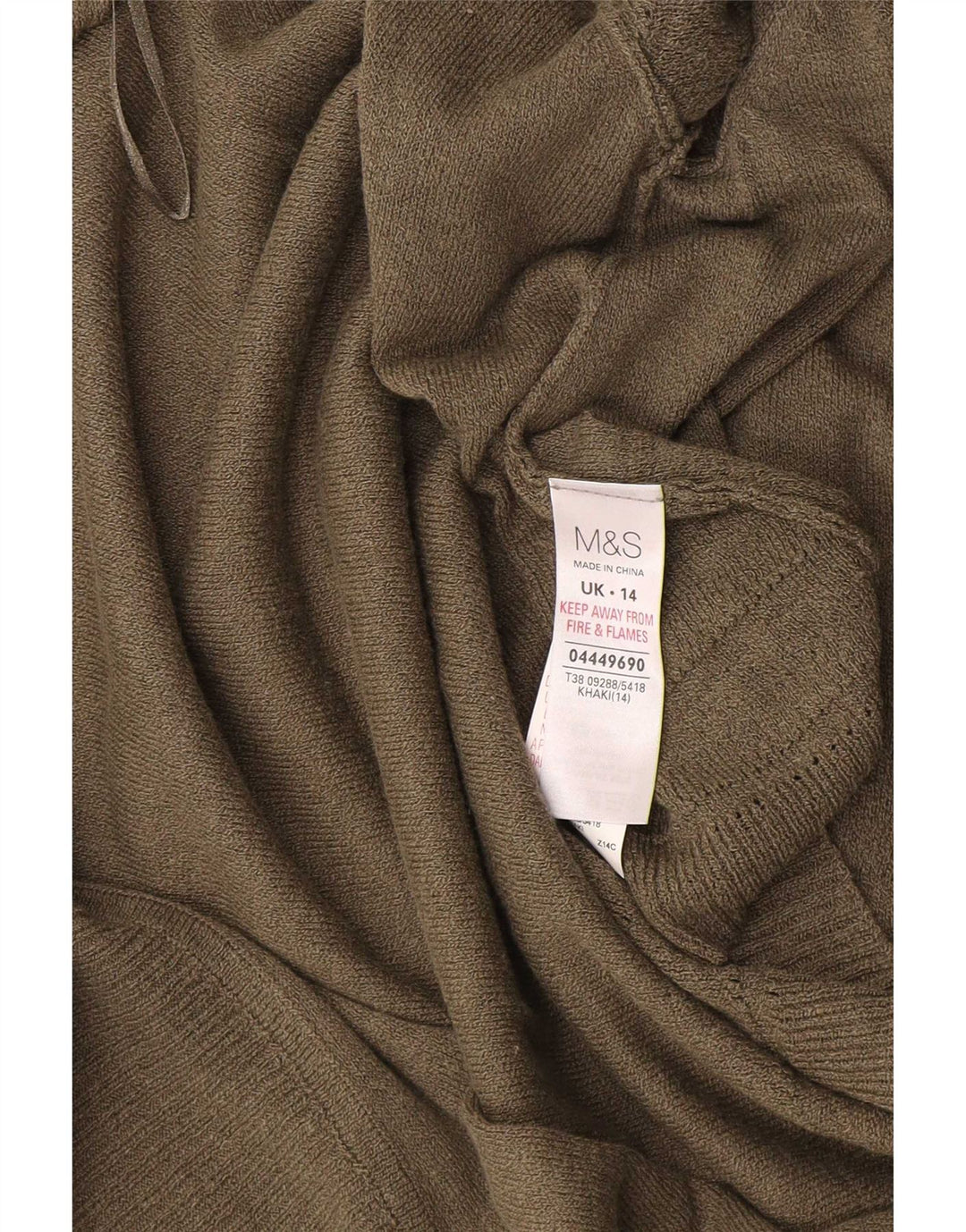 Marks & Spencer Damski sweter rozpinany z krótkim rękawem, UK 14, średni khaki