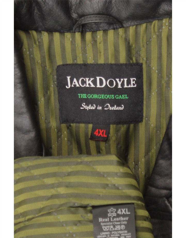Jack Doyle Męska kurtka skórzana UK 48 4XL Czarna skóra