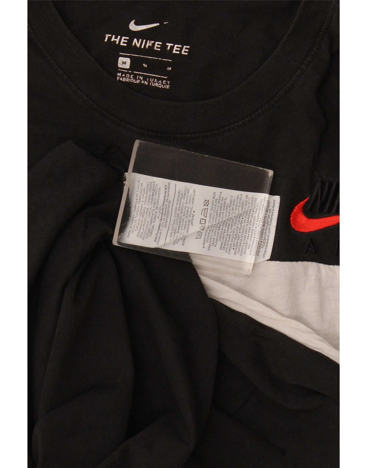 Męska koszulka z grafiką Nike, bawełniana średnia czarna, z blokami kolorów