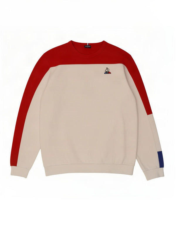 Męska bluza dresowa Le Coq Sportif XL, biała, bawełniana w bloki kolorów
