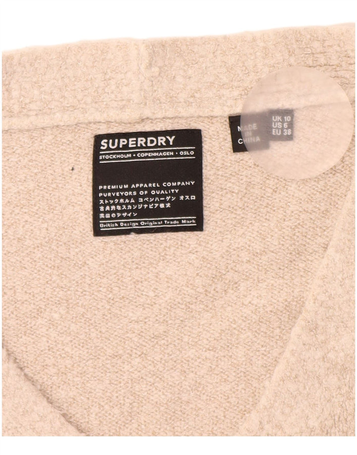 SUPERDRY Damski sweter oversize z dekoltem w kształcie litery V, UK 10, mały, beżowy, akrylowy