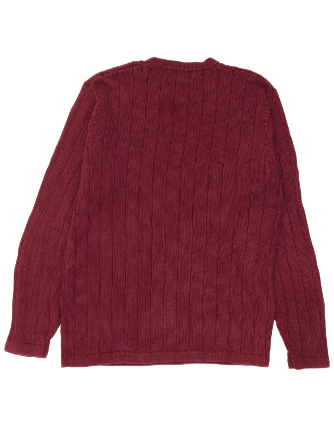 Męski sweter z okrągłym dekoltem Eddie Bauer, średniej wielkości bordowy bawełniany
