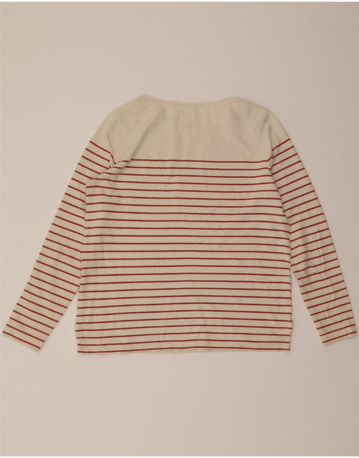 FAT FACE Womens Oversized Top Long Sleeve UK 10 Small Beige Striped Cotton Vintage Fat Face and Second-Hand Fat Face from Messina Hembry 