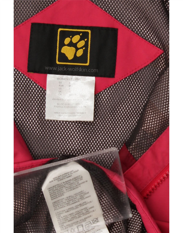 Damska kurtka przeciwdeszczowa z kapturem JACK WOLFSKIN UK 10, mała, różowa, poliamid