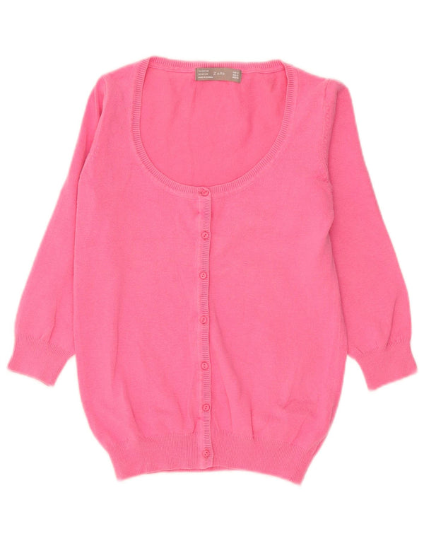 Sweter damski Zara z rękawem 3/4, UK 10, mały, różowy, bawełniany