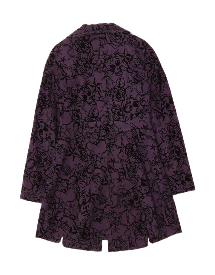 IZABEL Womens Overcoat UK 12 Medium Purple Floral