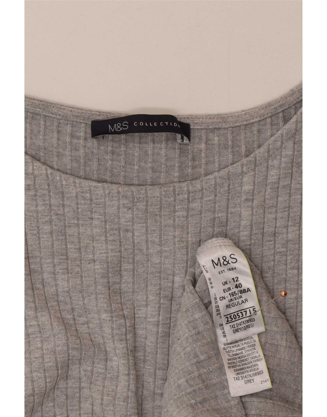 Marks & Spencer Damska obcisła sukienka bez rękawów UK 12 Średnioszara wiskoza