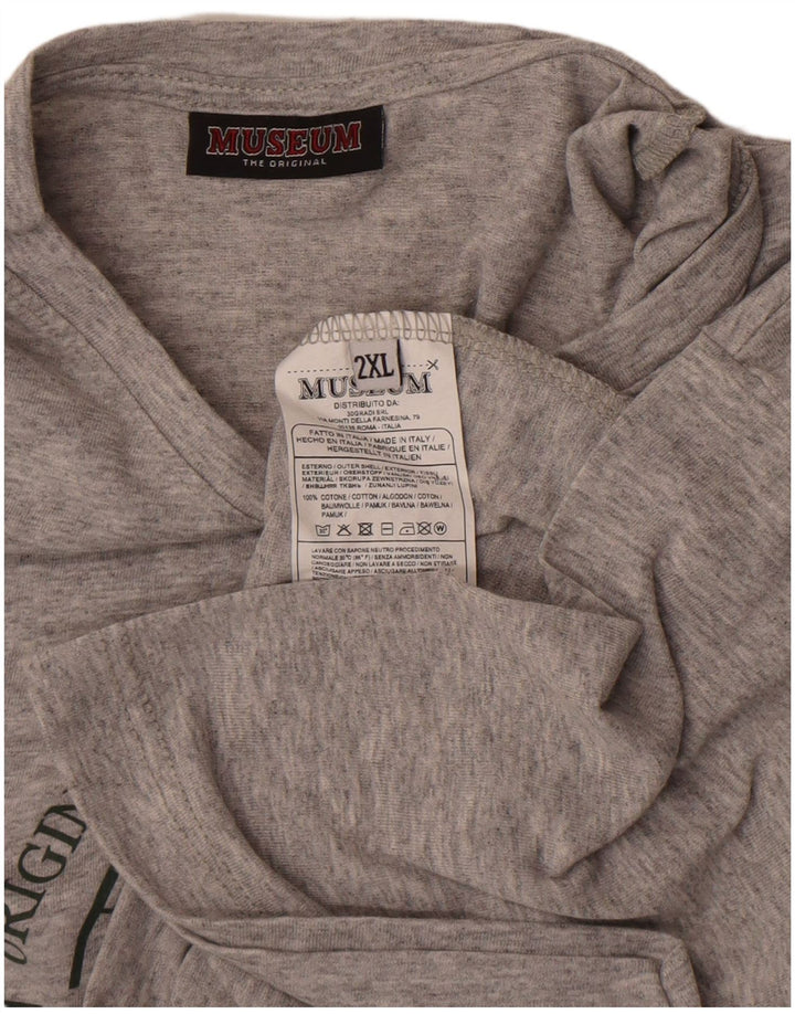 Męski T-shirt z grafiką Museum Top 2XL Szara bawełna
