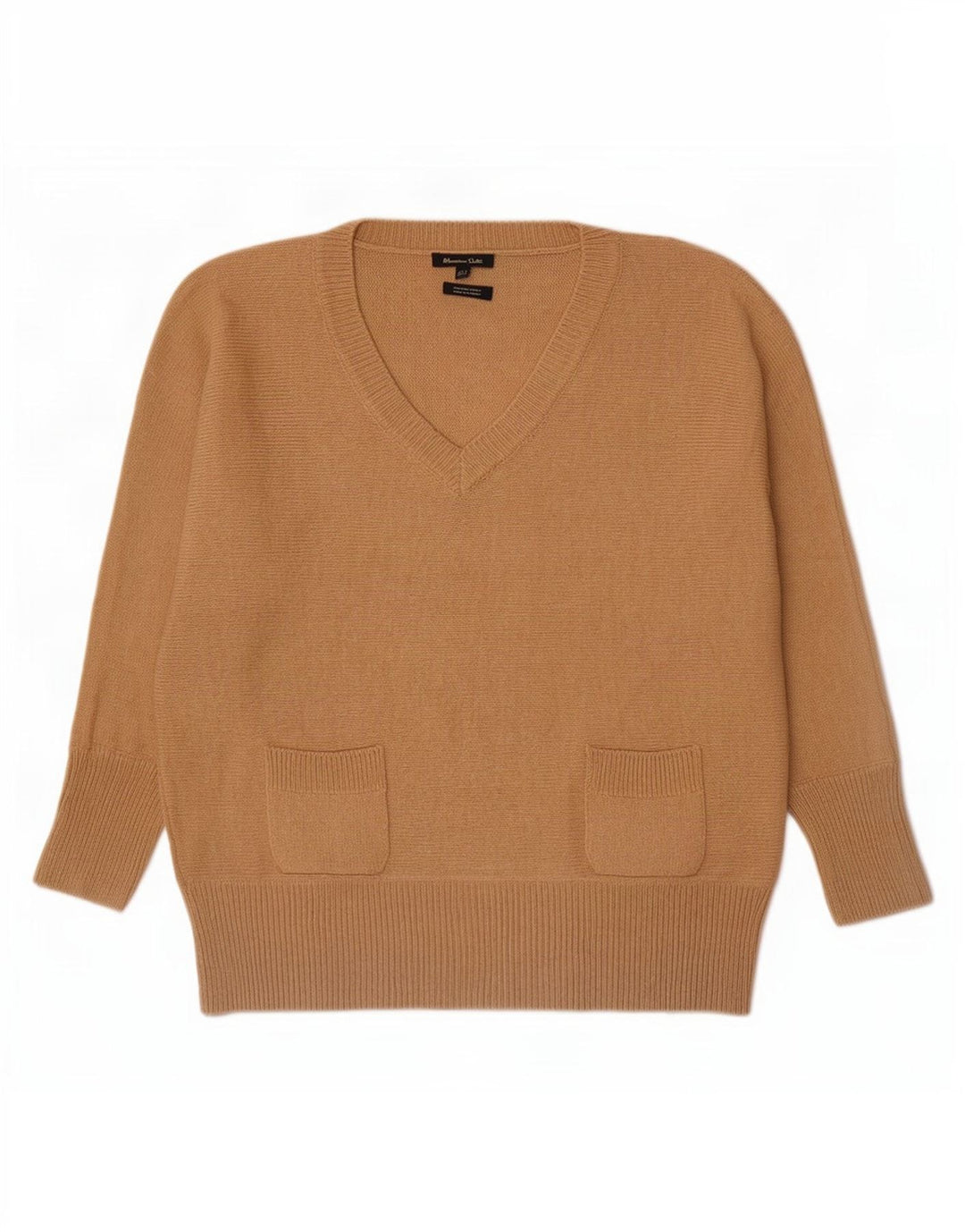 Sweter damski Massimo Dutti z dekoltem w kształcie litery V, UK 14, średni beż, wełna
