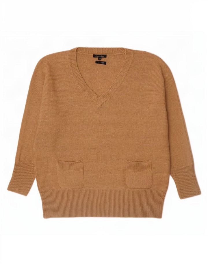 Sweter damski Massimo Dutti z dekoltem w kształcie litery V, UK 14, średni beż, wełna