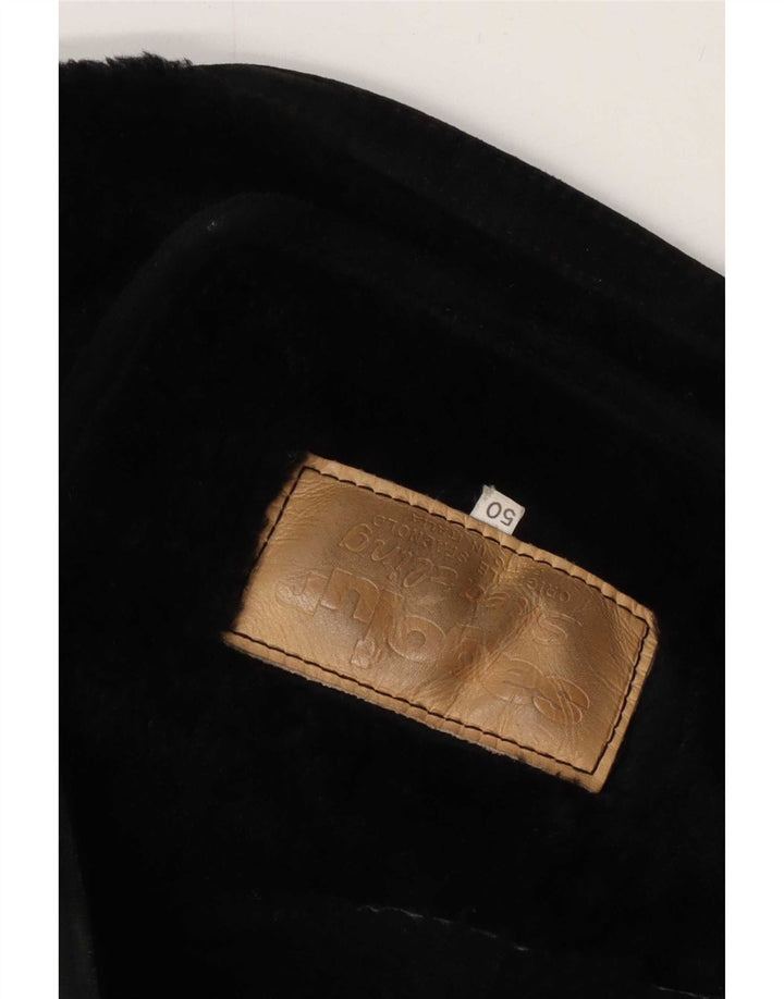 Vintage damska kurtka shearling IT 50 2XL czarna