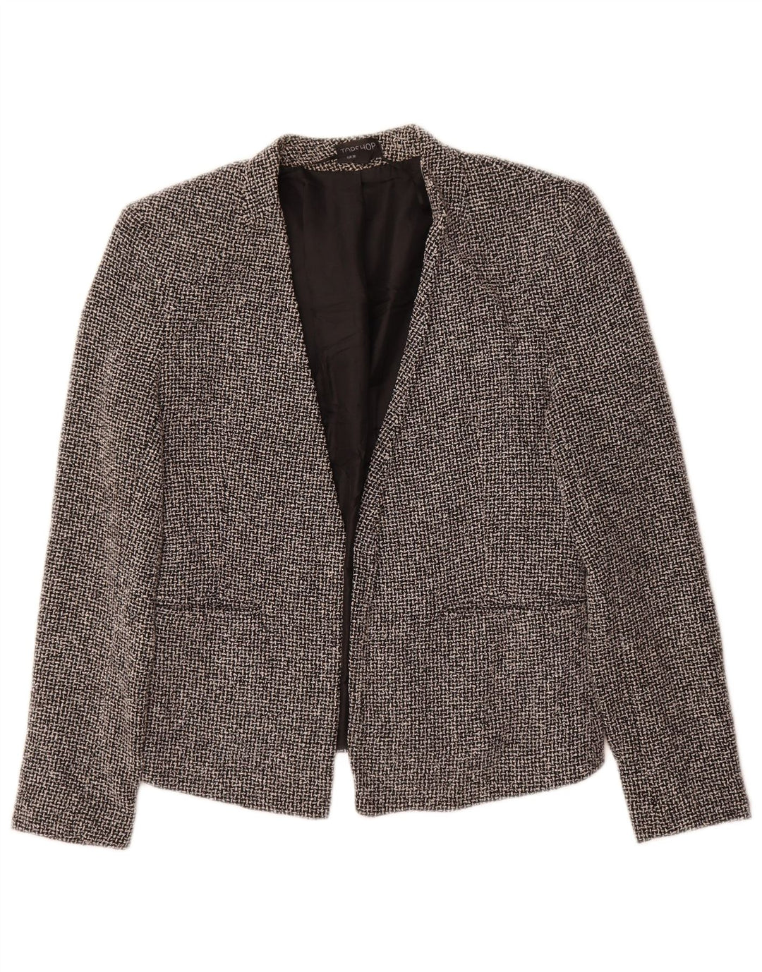 Damska marynarka Topshop Open Blazer UK 10 w małą czarną kratkę, bawełniana