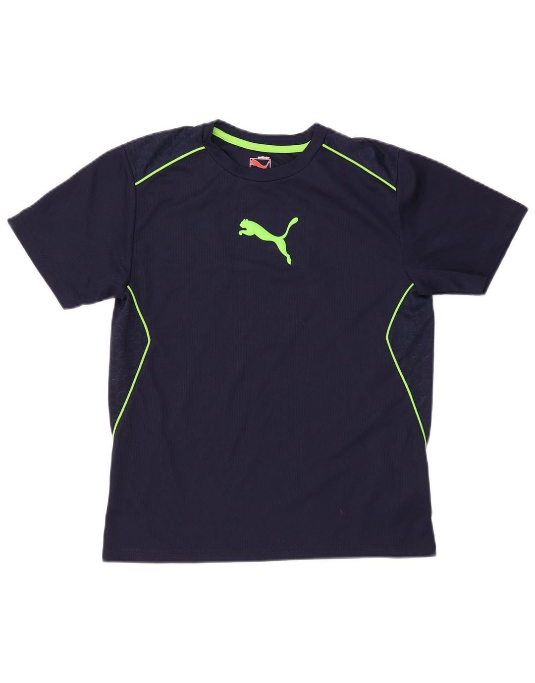 Chłopięcy T-shirt z grafiką Puma, 11-12 lat, duży, granatowy, poliester w paski