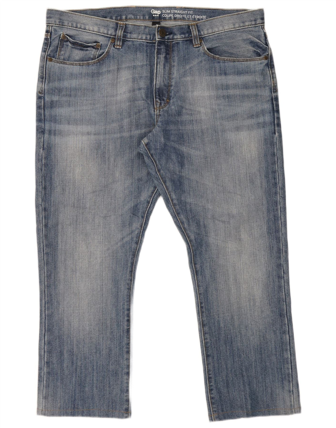 Męskie jeansy Gap Slim Straight W38 L27 Niebieskie bawełniane
