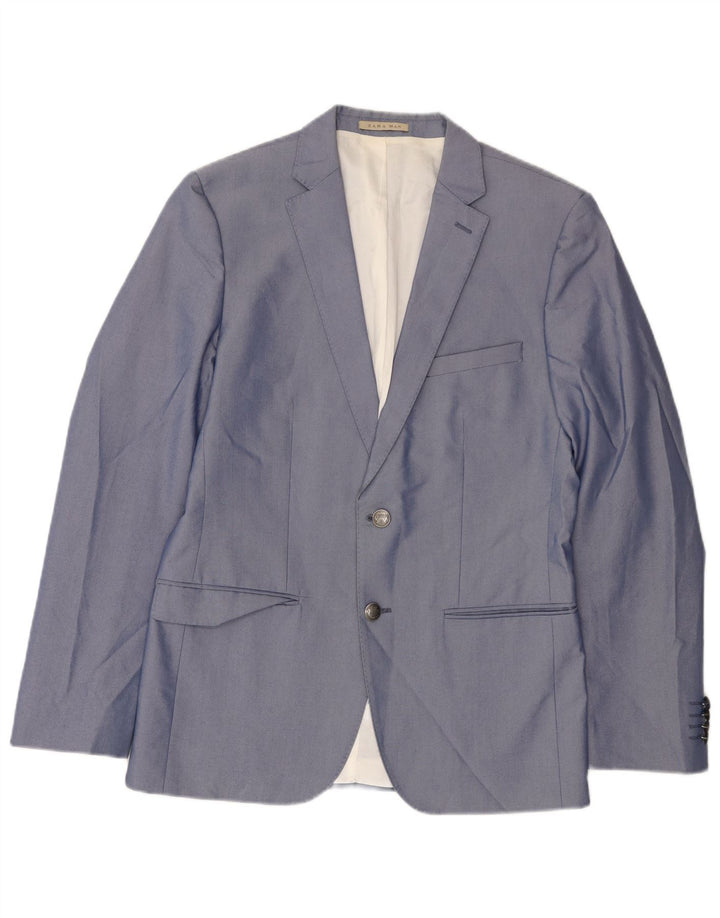 Zara Męska marynarka zapinana na 2 guziki UK 36 Small Blue Cotton