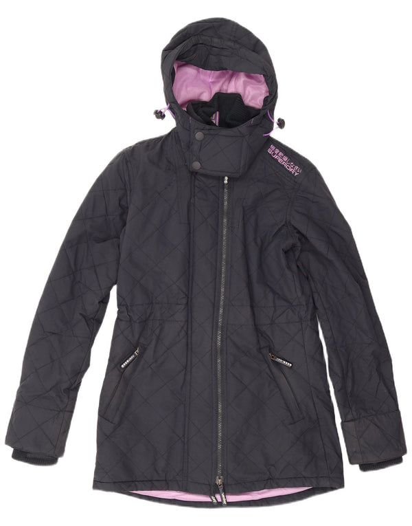 Damska pikowana kurtka parka Superdry Windparka z kapturem UK 10, mała granatowa