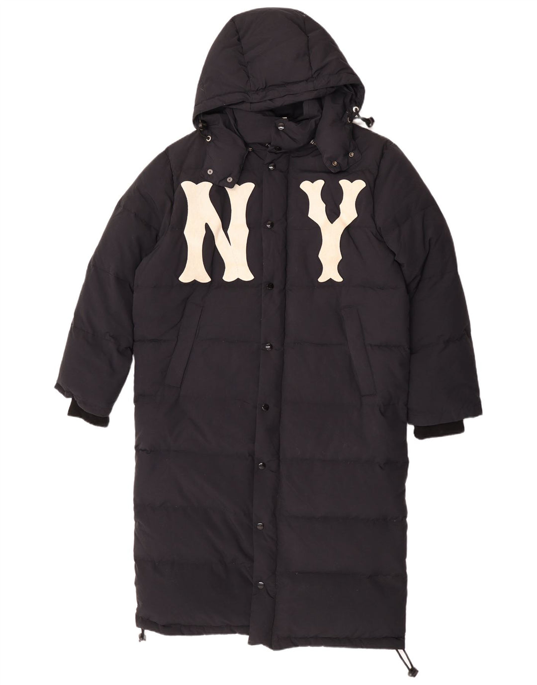 Męski ocieplany płaszcz z kapturem i grafiką Gucci IT 46, duży czarny poliamid