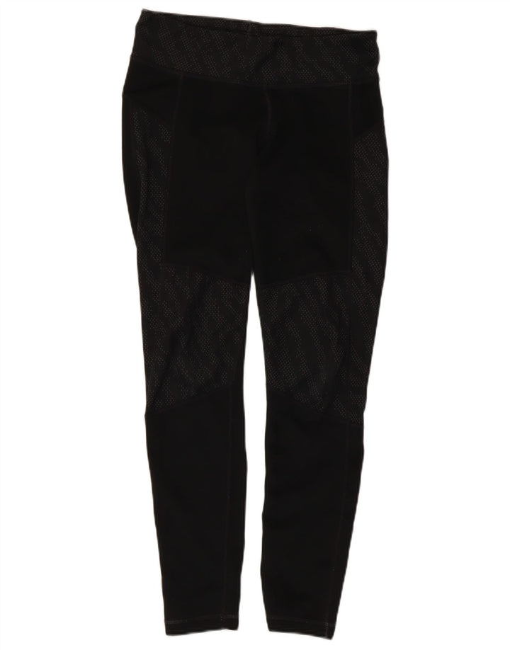 Damskie legginsy Adidas Climalite UK 8/10, małe, czarne, cętkowane, poliestrowe