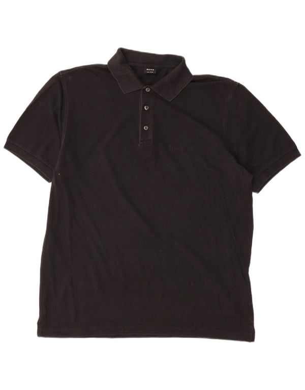 Hugo Boss Mens Polo Shirt Large Black Cotton