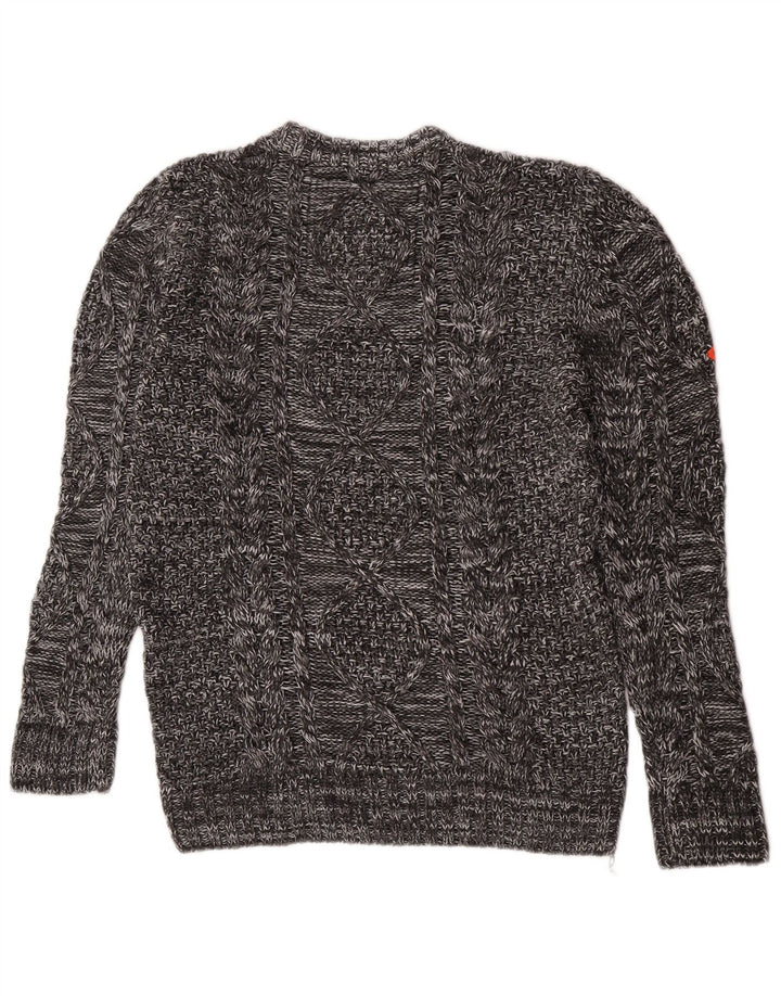 Męski sweter z okrągłym dekoltem Superdry Średni szary, nakrapiany, akrylowy, zimowy