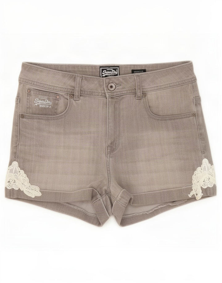 Damskie spodenki jeansowe Superdry, średnie W30, szara bawełna