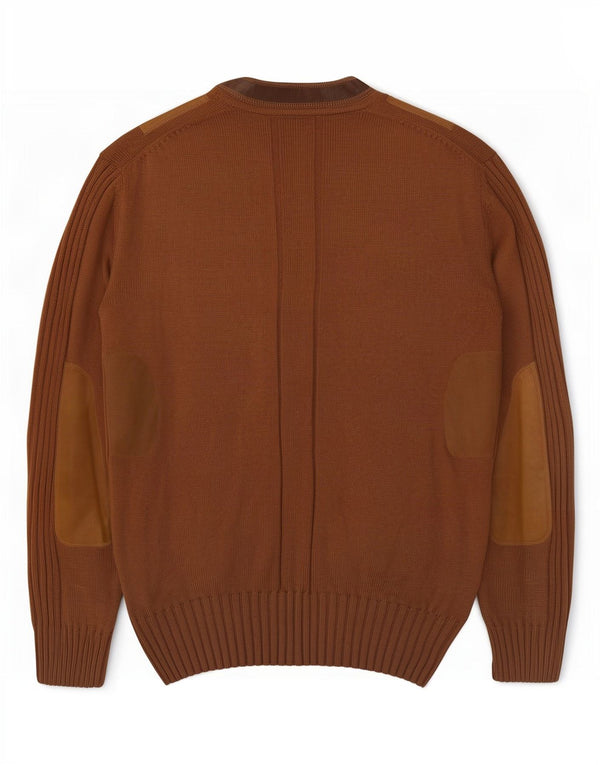 Sweter męski w stylu vintage IT 56 2XL Brązowa wełna z blokami kolorów