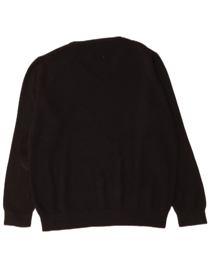 Męski sweter Zara z dekoltem w kształcie litery V, duży, czarny, bawełniany