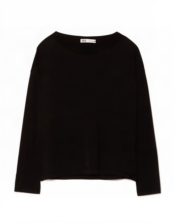 Damski top oversize z długim rękawem Zara UK 18 XL, czarny