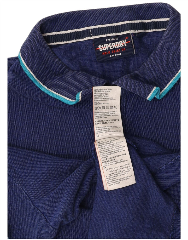 Męska koszulka polo SUPERDRY 2XL, granatowa, bawełniana