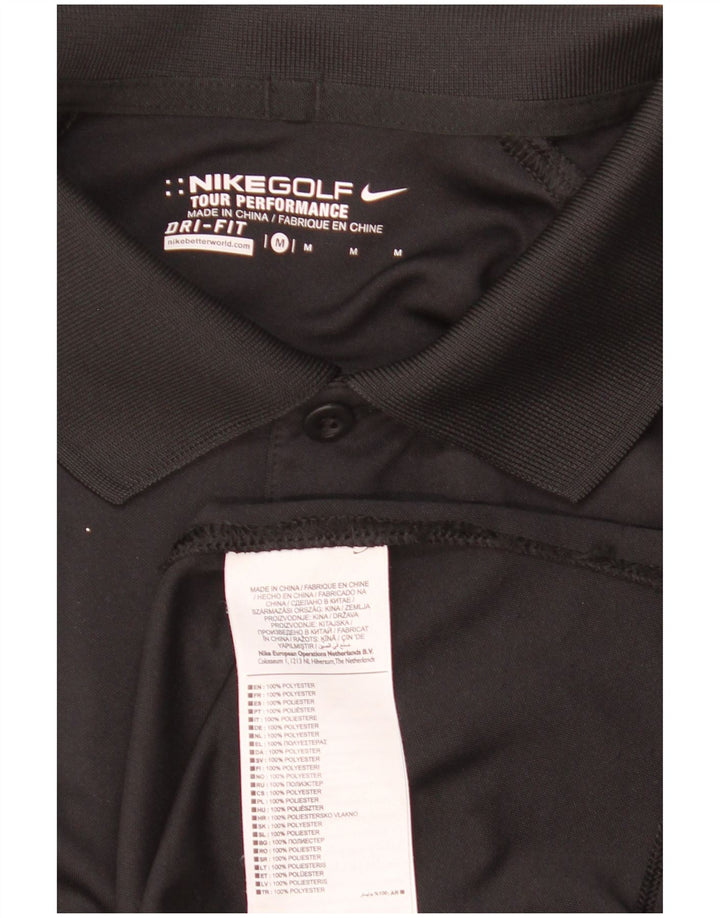 Męska koszulka polo Nike Dri Fit z grafiką, średni czarny poliester