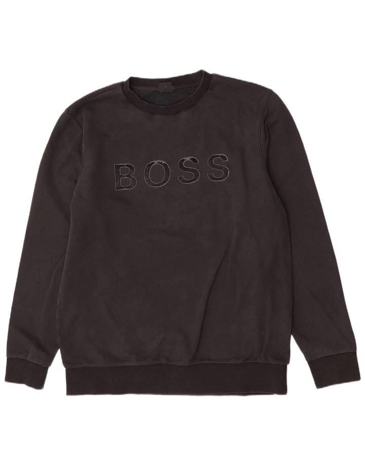 Męska bluza Hugo Boss z grafiką o regularnym kroju, duża, czarna, bawełniana