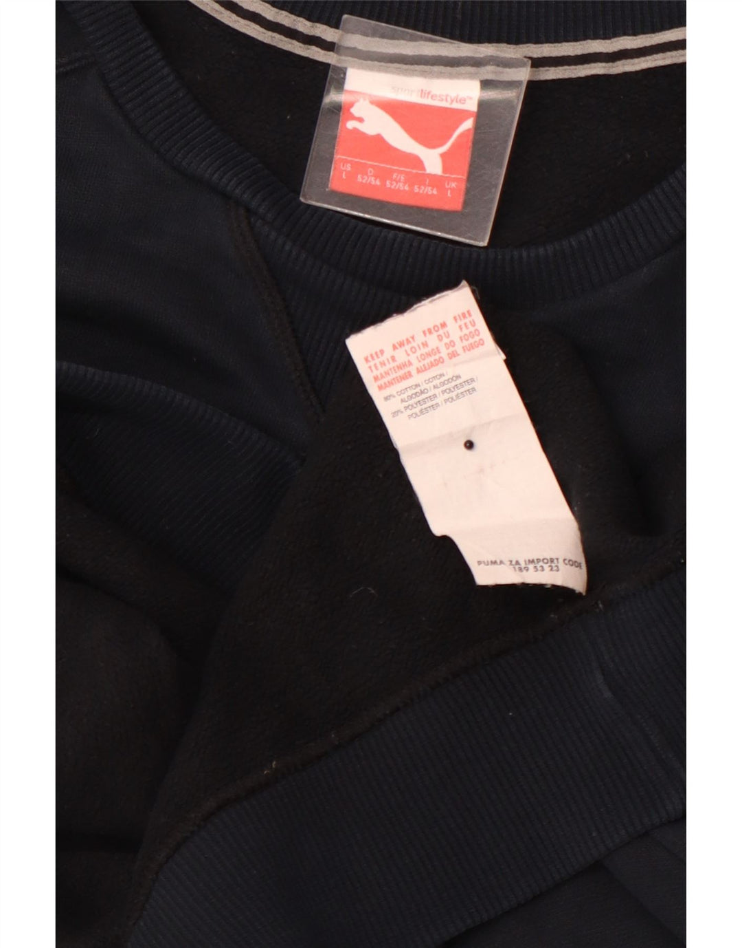 Męski sweter z grafiką PUMA, duży, granatowy, bawełniany