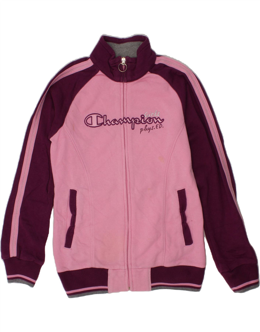 CHAMPION Girls Tracksuit Top Jacket 9-10 Years Medium  Pink Colourblock Vintage Champion and Second-Hand Champion from Messina Hembry 