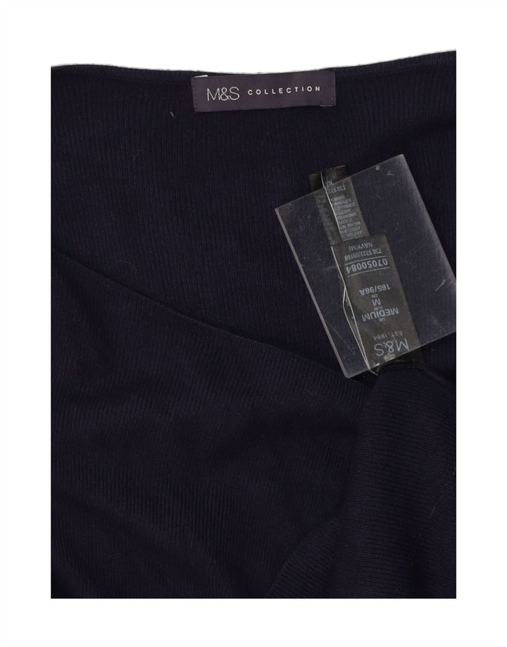 MARKS & SPENCER Mens Cardigan Sweater Medium Navy Blue Viscose Vintage Marks & Spencer and Second-Hand Marks & Spencer from Messina Hembry 